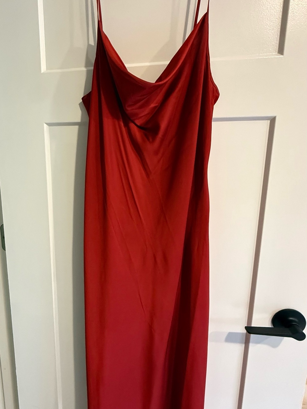Red Slip Dress with Cowl Neck - Women Dresses